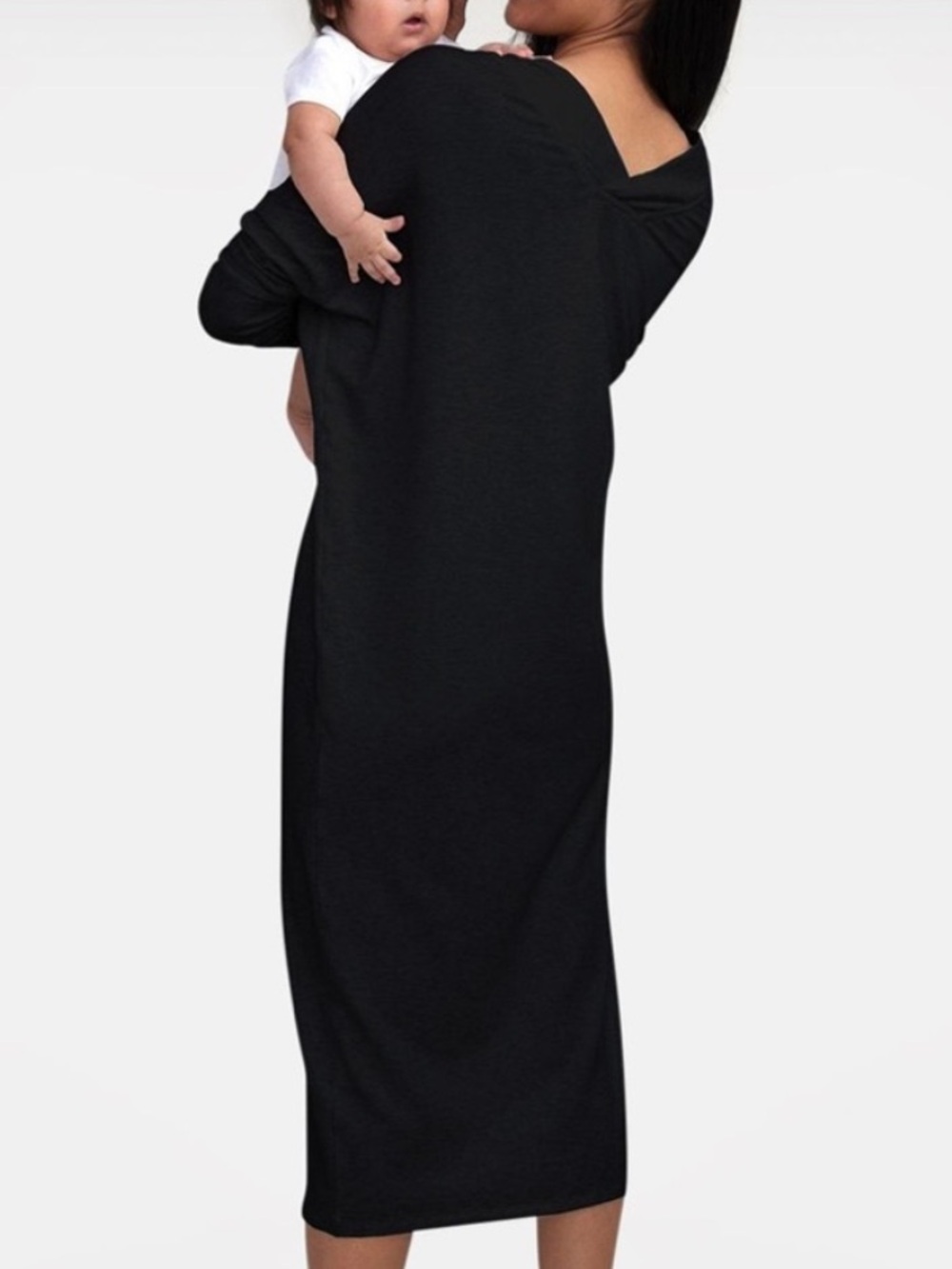 Hatch Maternity Postpartum The Visitor Midi Dress Black One Size - Picture 2 of 9